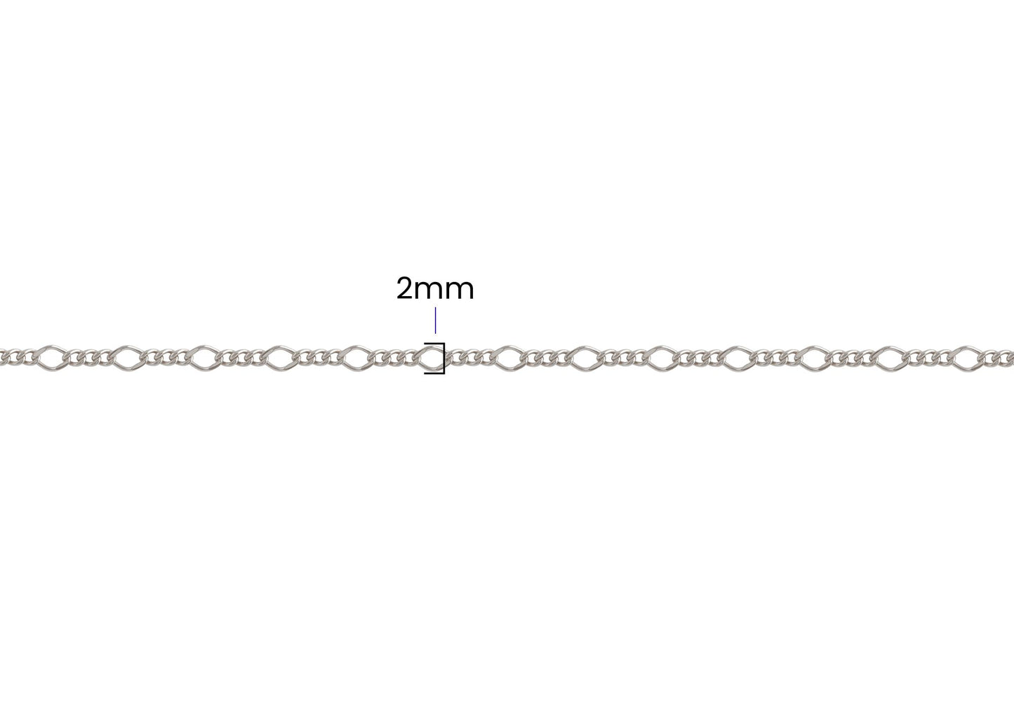 Figaro Rhombus 3+1 Chain - 2MM | Sterling Silver
