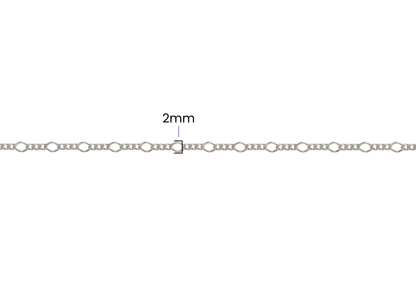 Figaro Rhombus 3+1 Chain - 2MM | Sterling Silver