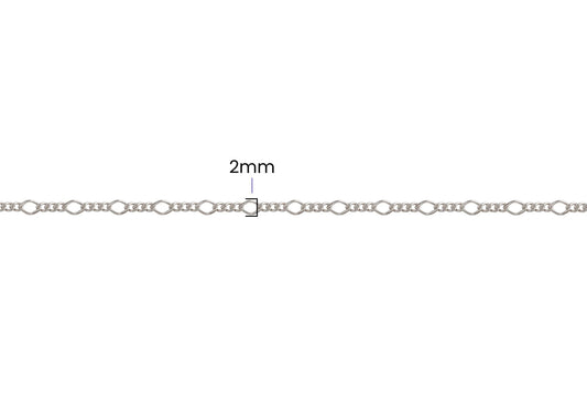 Figaro Rhombus 3+1 Chain - 2MM | Sterling Silver