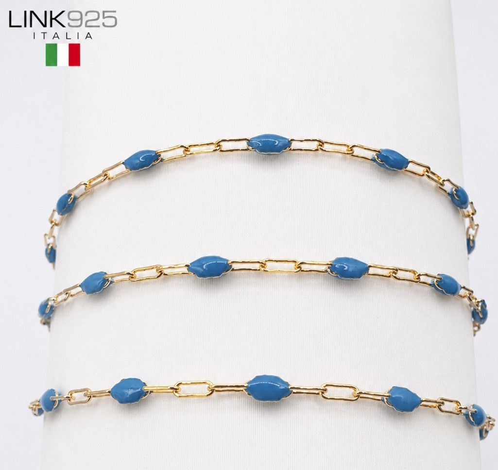 Navy Blue Enamel Paperclip Chain | 1.5MM | Gold Filled