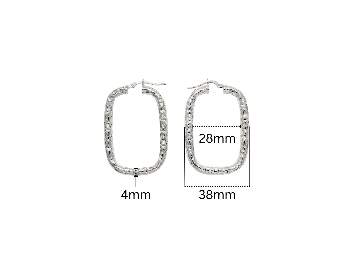 Hammered Tube Hoop Earrings - 38MM | Sterling Silver
