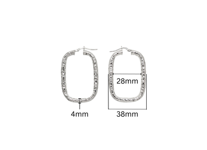 Hammered Tube Hoop Earrings - 38MM | Sterling Silver