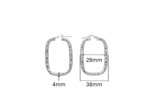 Hammered Tube Hoop Earrings - 38MM | Sterling Silver