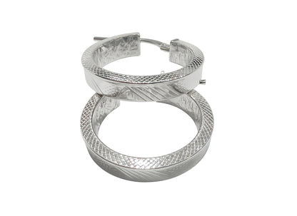 Textured Flat Hoop Earrings - 20MM | Sterling Silver