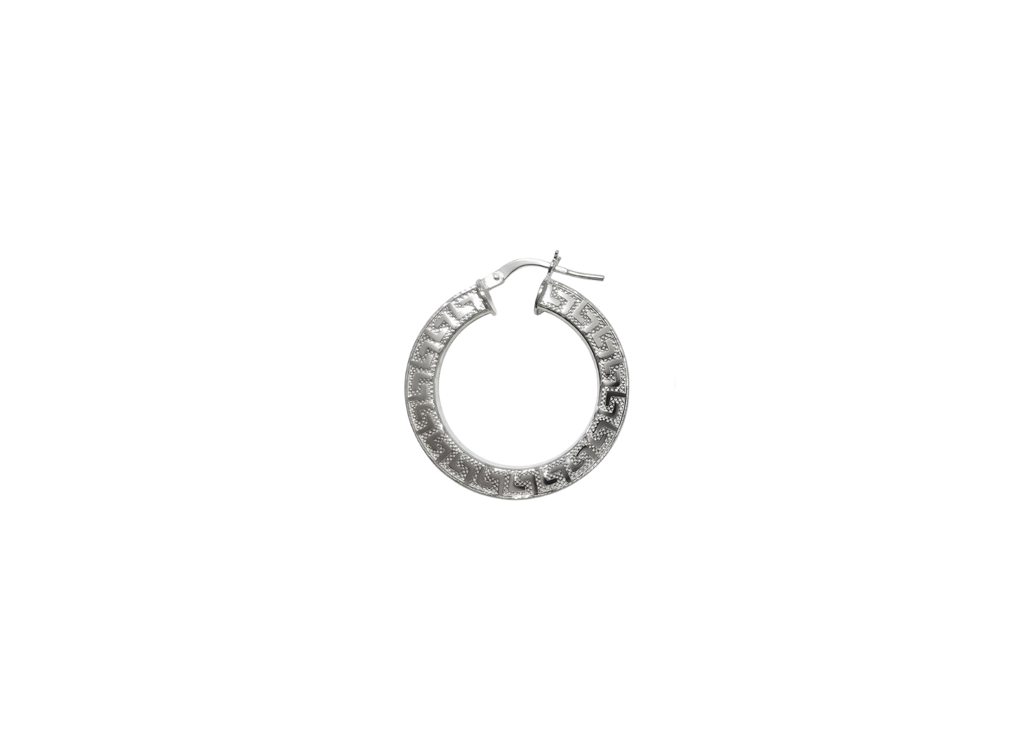 Greek Key Hoop Earrings - 28MM | Sterling Silver