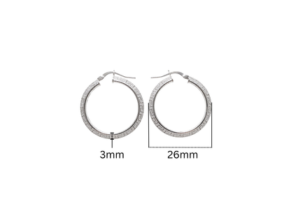 Greek Key Hoop Earrings - 26MM | Sterling Silver