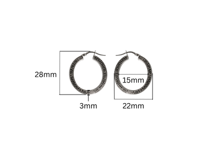 Flat Greek Key Hoop Earrings - 28MM | Sterling Silver