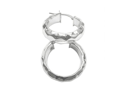 Hammered Tube Hoop Earrings - 21MM | Sterling Silver