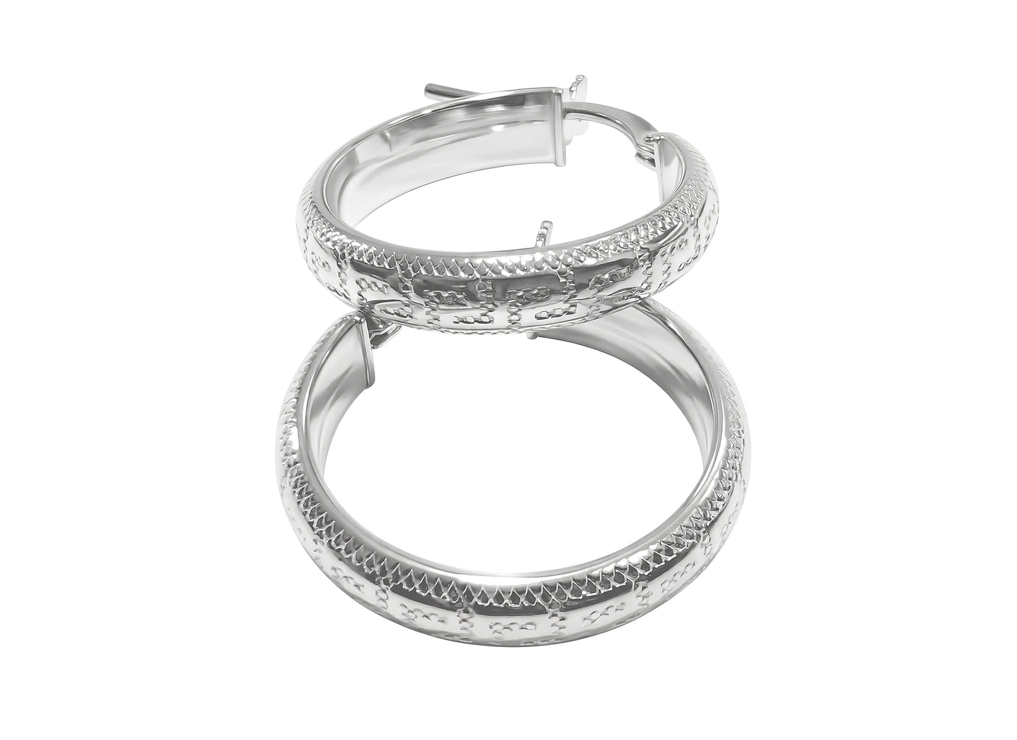 Greek Key Hoop Earrings - 20MM | Sterling Silver