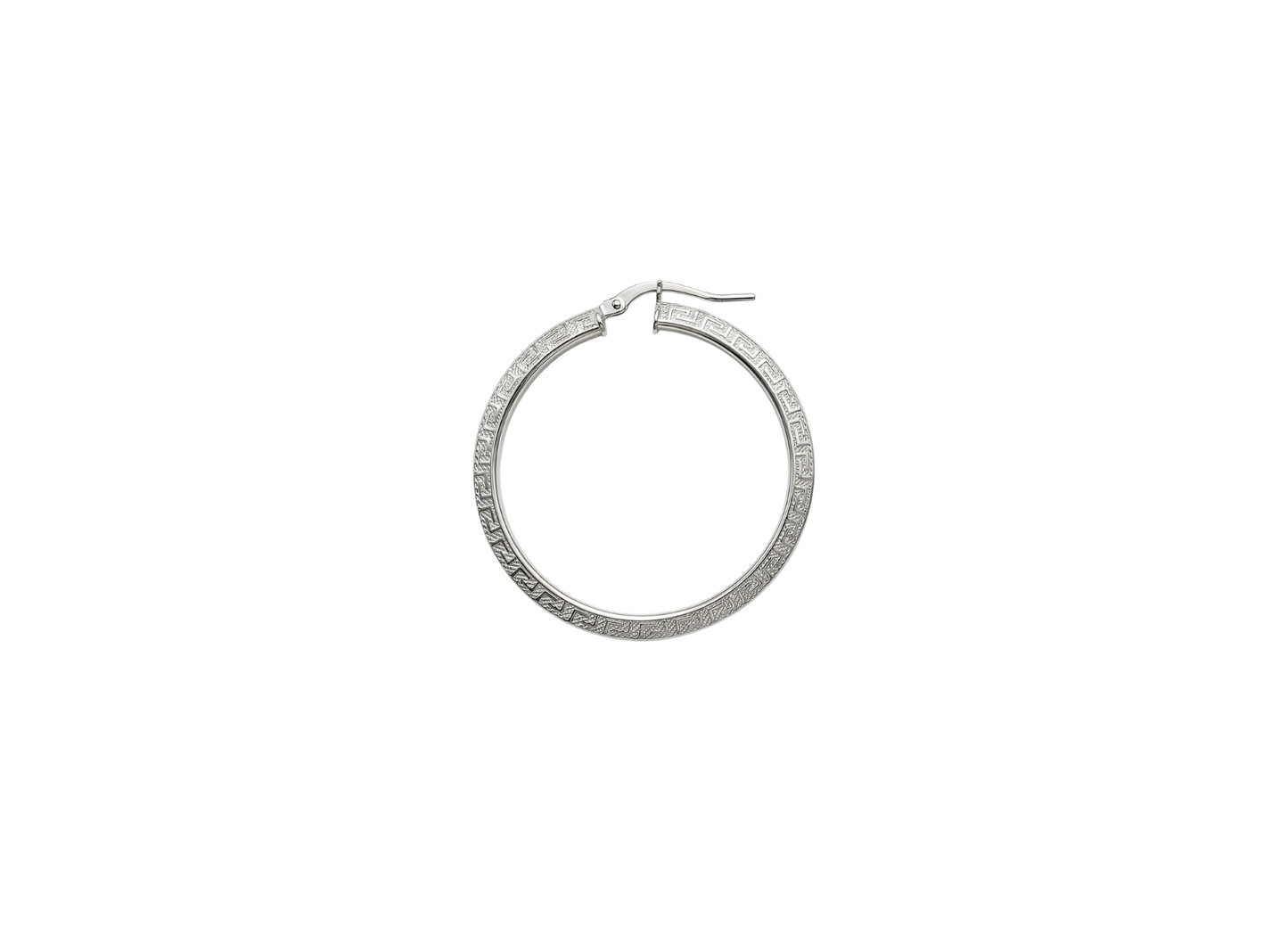 Greek Key Hoop Earrings - 35MM | Sterling Silver