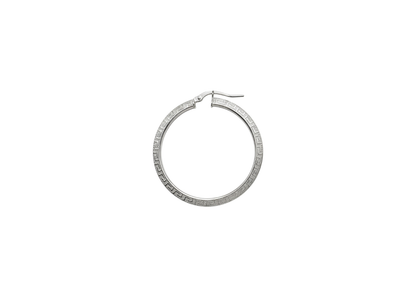 Greek Key Hoop Earrings - 35MM | Sterling Silver