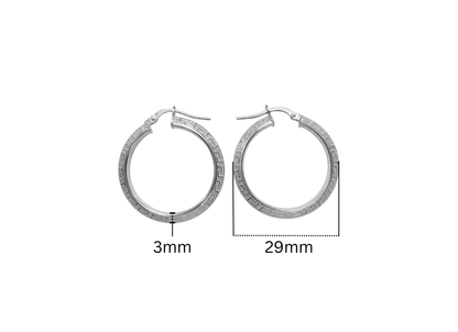 Greek Key Hoop Earrings - 29MM | Sterling Silver