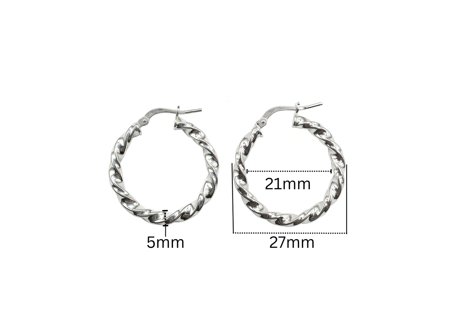 Diamond Cut Textured Hoop Earrings - 27MM | Sterling Silver