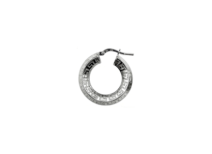Greek Key Domed Hoop Earrings - 26MM | Sterling Silver