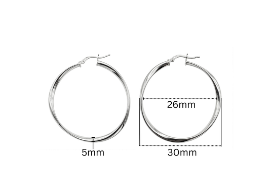 Twisted Hoop Earrings - 39MM | Sterling Silver