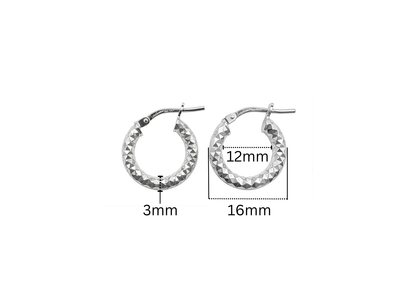 Diamond Cut Hoop Earrings - 16MM | Sterling Silver