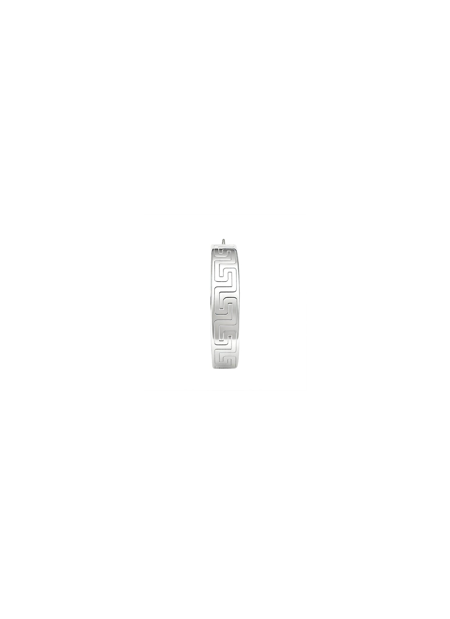 Greek Key Flat Hoop Earrings - 25MM | Sterling Silver