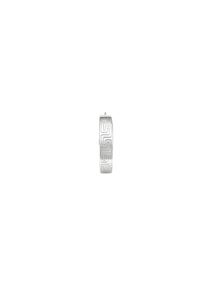 Greek Key Flat Hoop Earrings - 25MM | Sterling Silver