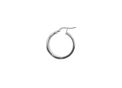 Greek Key Flat Hoop Earrings - 25MM | Sterling Silver