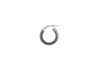 Greek Key Hoop Earrings - 16MM | Sterling Silver