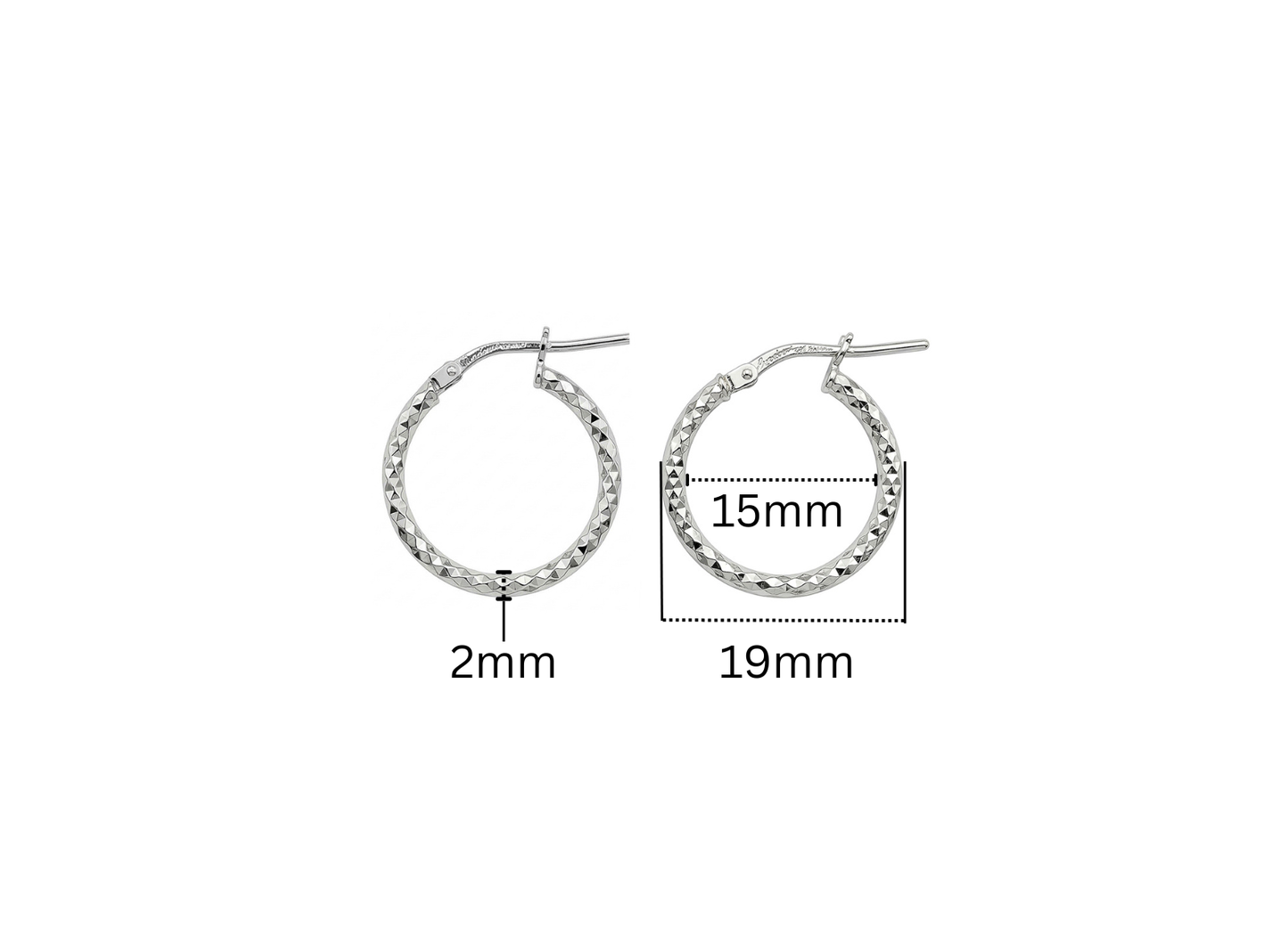 Diamond Cut Hoop Earrings - 19MM | Sterling Silver