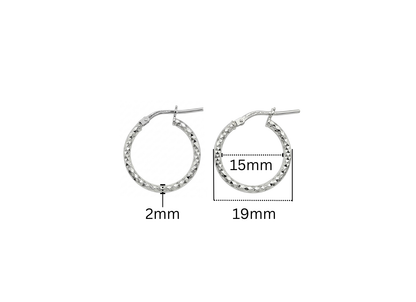 Diamond Cut Hoop Earrings - 19MM | Sterling Silver