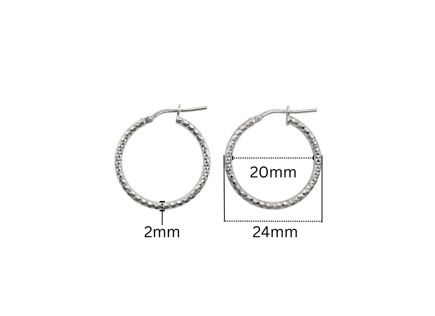 Diamond Cut Hoop Earrings - 24MM | Sterling Silver