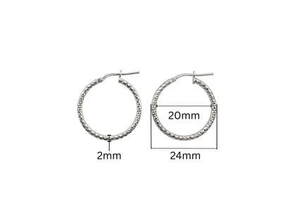 Diamond Cut Hoop Earrings - 24MM | Sterling Silver