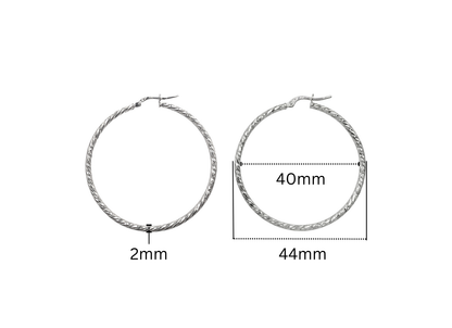 Diamond Cut Hoop Earrings - 44MM | Sterling Silver
