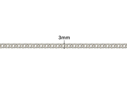 Diamond Cut Double Rhombus Chain - 3MM | Sterling Silver