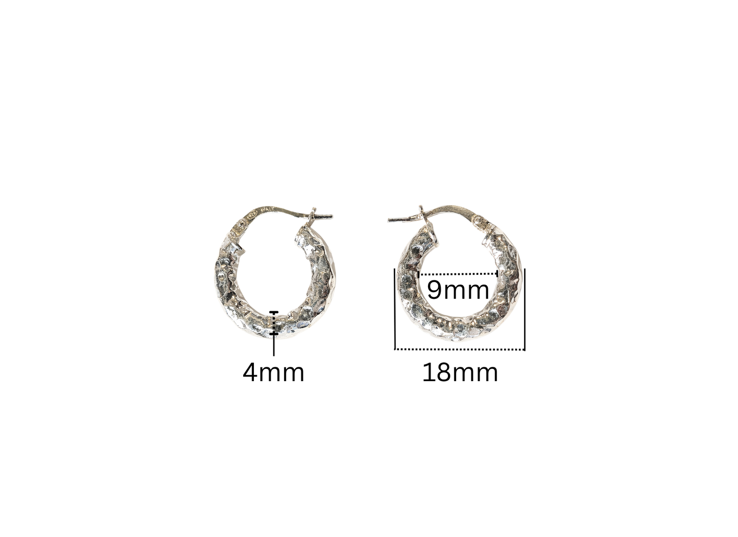 Hammered Hoop Earrings - 18MM | Sterling Silver