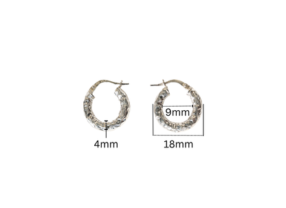 Hammered Hoop Earrings - 18MM | Sterling Silver