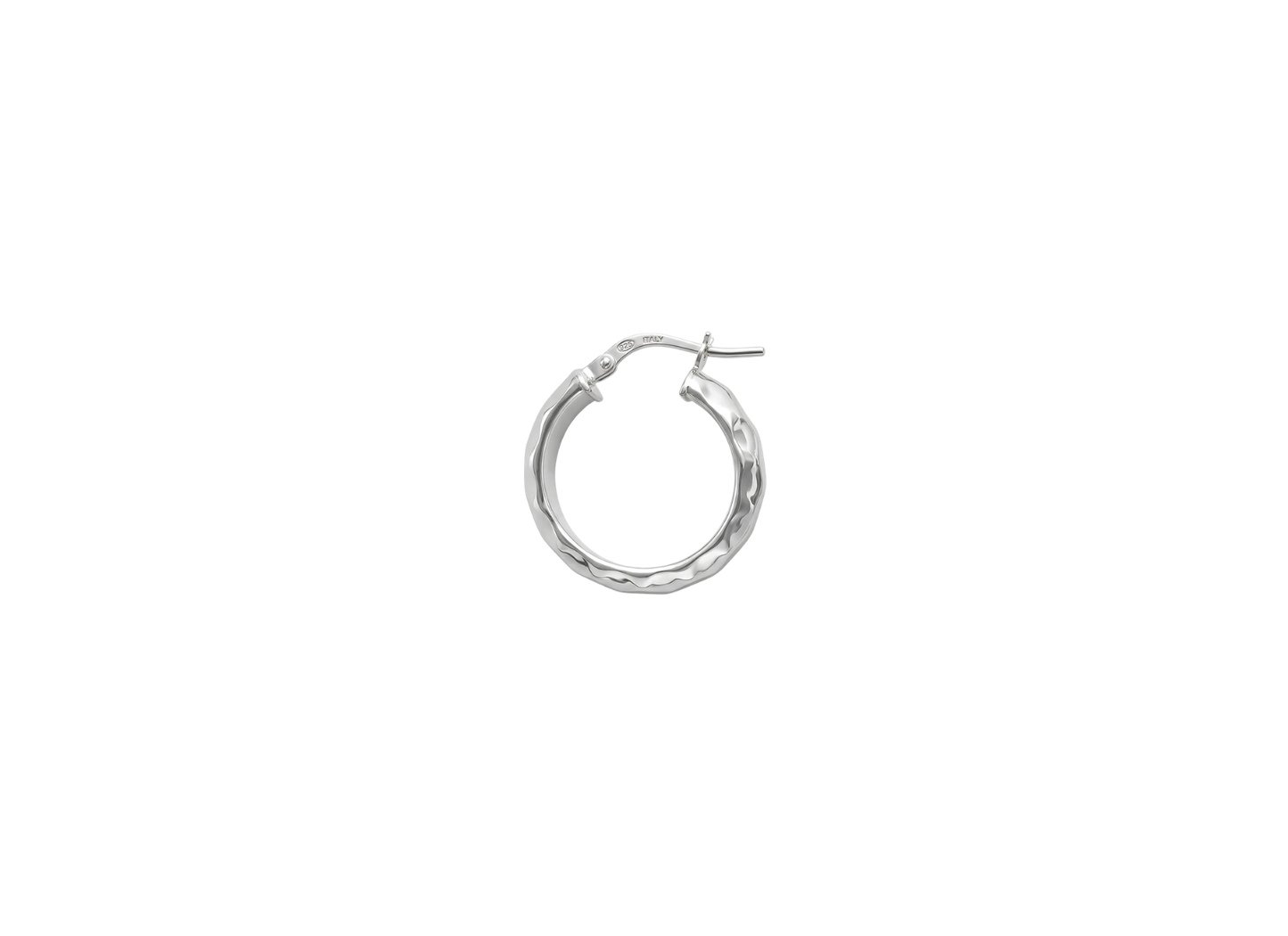 Hammered Tube Hoop Earrings - 21MM | Sterling Silver