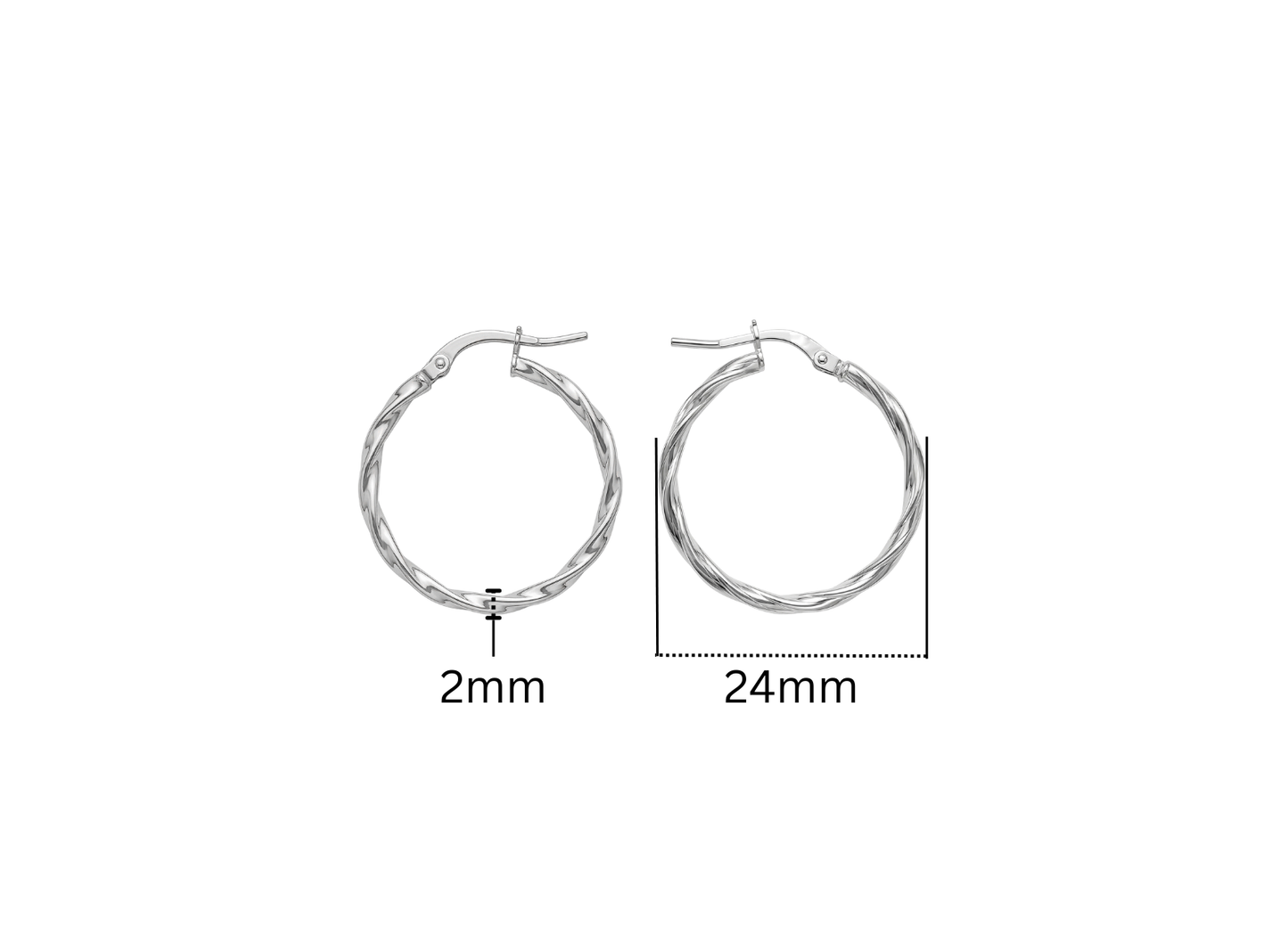 Twisted Hoop Earrings - 24MM | Sterling Silver