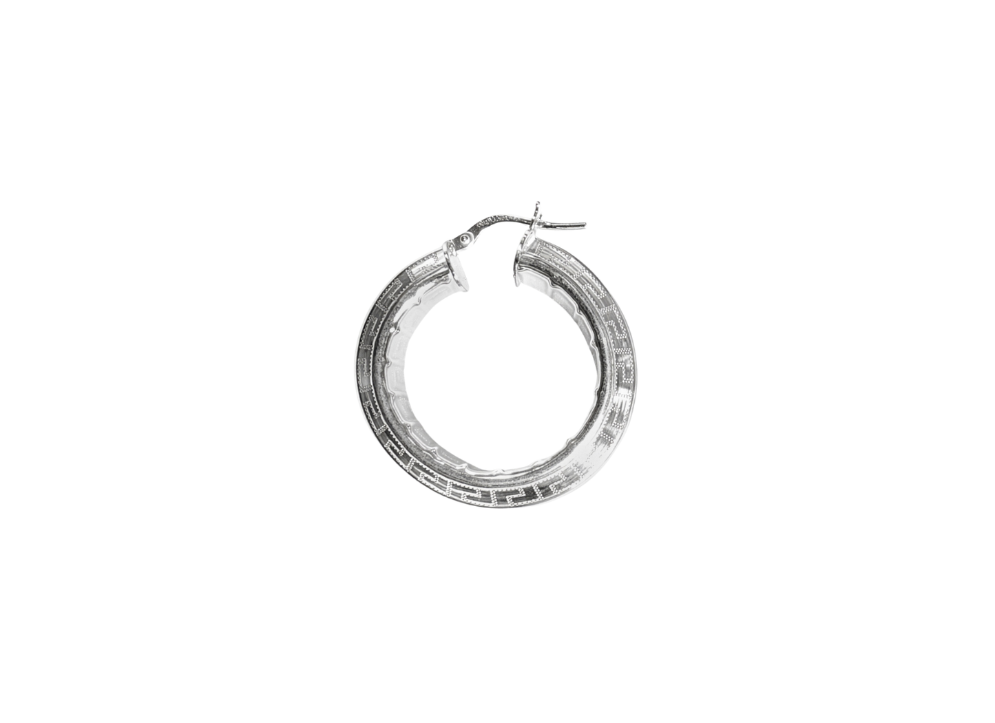 Greek Key Hoop Earrings - 31MM | Sterling Silver