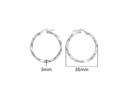Twisted Hoop Earrings - 35MM | Sterling Silver
