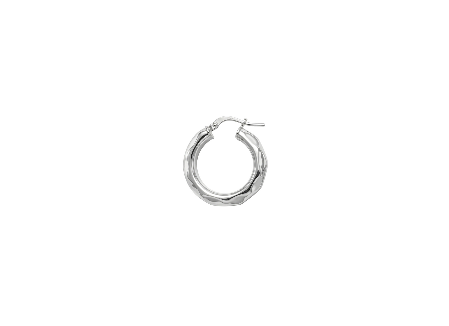 Hammered Tube Hoop Earrings - 23MM | Sterling Silver