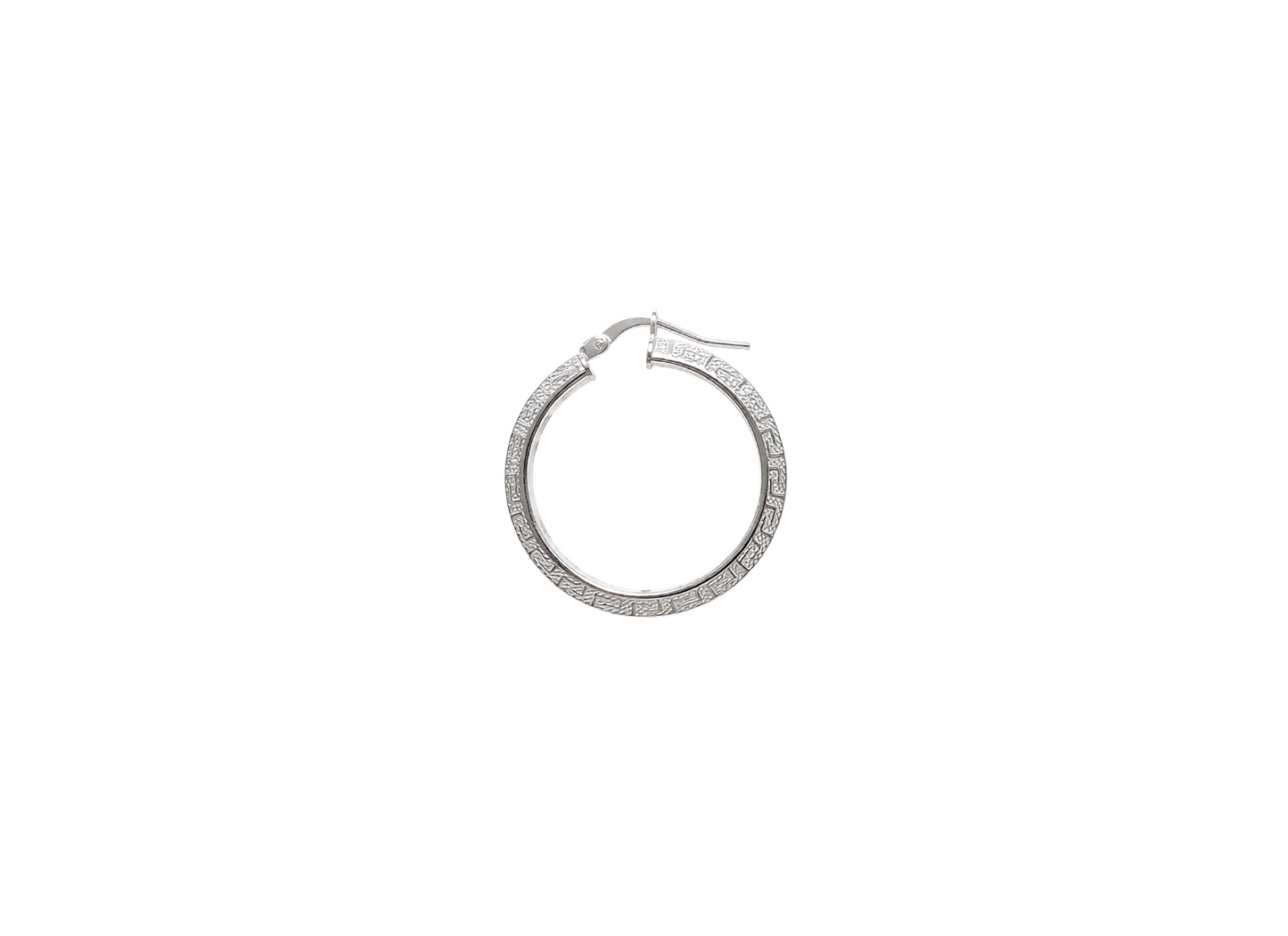 Greek Key Hoop Earrings - 26MM | Sterling Silver