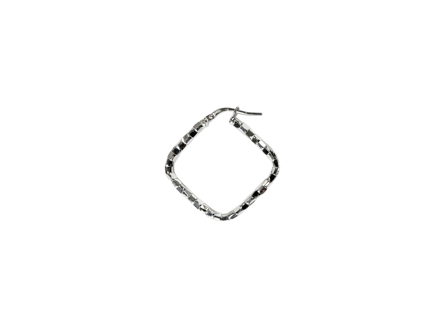 Diamond Cut Box Hoop Earrings - 28MM | Sterling Silver