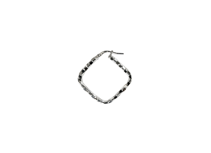 Diamond Cut Box Hoop Earrings - 28MM | Sterling Silver