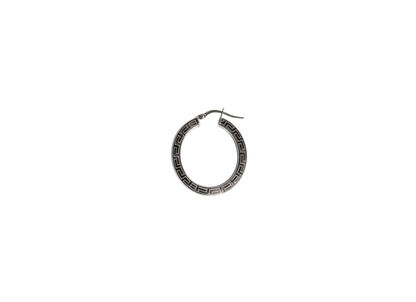 Flat Greek Key Hoop Earrings - 28MM | Sterling Silver