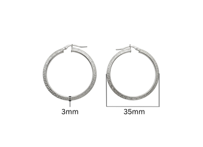 Greek Key Hoop Earrings - 35MM | Sterling Silver