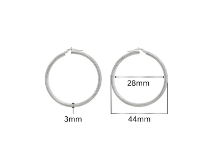 Textured Hoop Earrings - 45MM | Sterling Silver