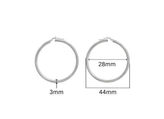 Textured Hoop Earrings - 45MM | Sterling Silver