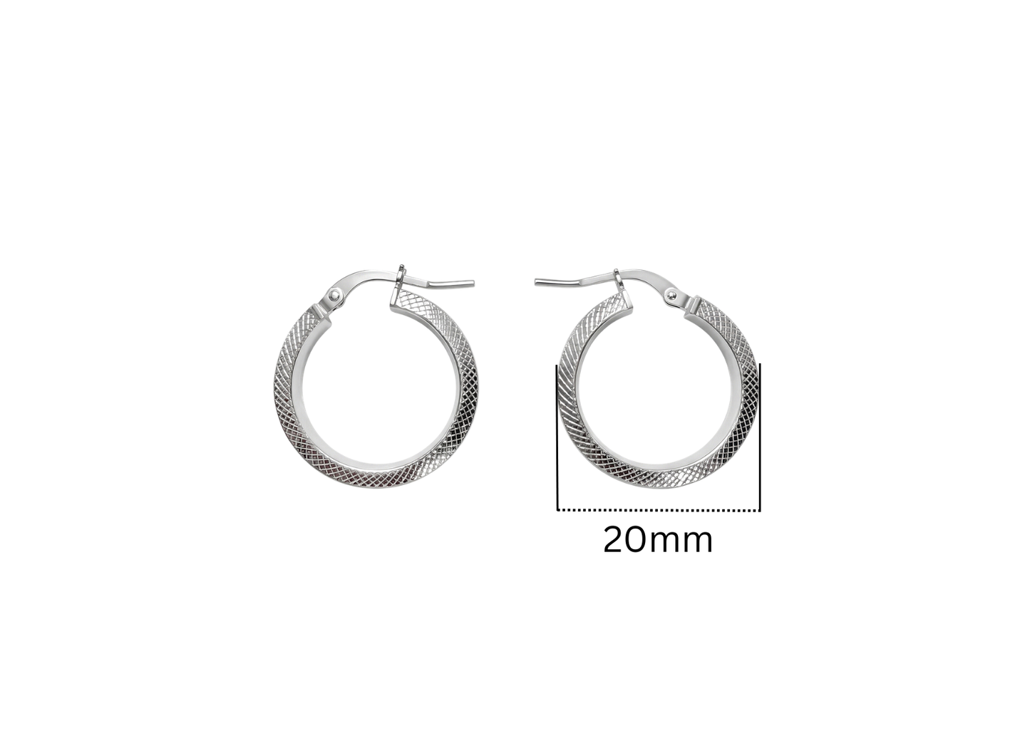 Textured Flat Hoop Earrings - 20MM | Sterling Silver