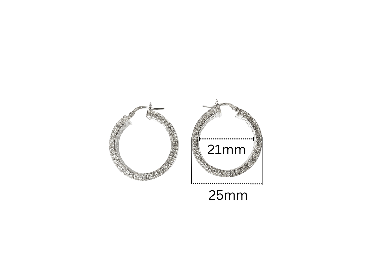 Pavé Textured Hoop Earrings - 25MM | Sterling Silver