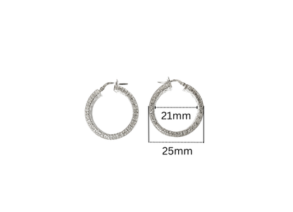 Pavé Textured Hoop Earrings - 25MM | Sterling Silver