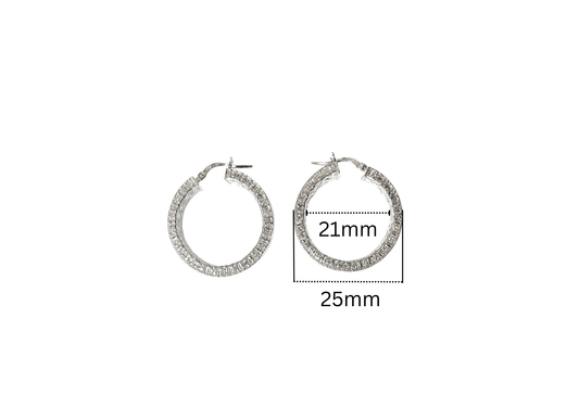Pavé Textured Hoop Earrings - 25MM | Sterling Silver
