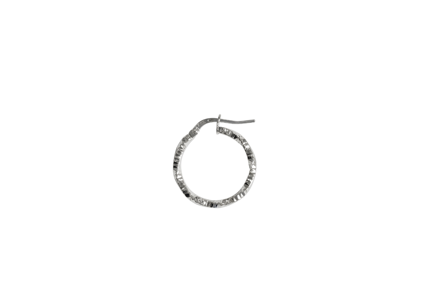 Diamond Cut Textured Hoop Earrings - 20MM | Sterling Silver