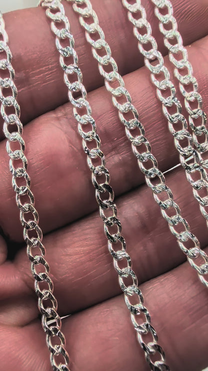Pavé Cut Curb Chain | 3.2MM | Sterling Silver
